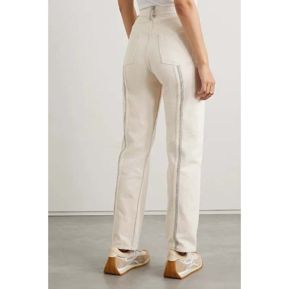 Still Here New York Denim - Still Here Cotton Childhood High-Rise Straight-Leg Jeans Cream Ecru 29